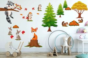 Adesivo da muro colorato per bambini con design animali della foresta felici 60 x 120 cm