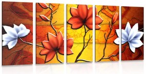 Quadri 5 pezzi – Fiori in stile etnico