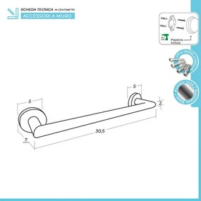 Porta asciugamani a muro 35 cm in acciaio inox satinato Galassia