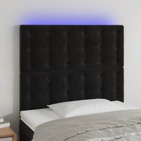 Testiera A Led Nero 90x5x118/128 Cm İn Velluto /