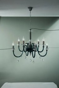 Lampadario dido 8 luci ottanio e cromo attacco e14 d.83cm