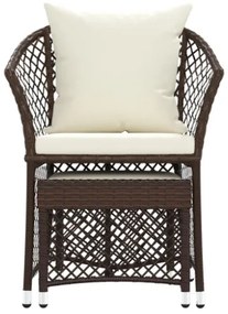 Set Divani da Giardino 2 pz con Cuscini in Polyrattan Marrone