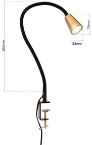 Orion - Lampada da tavolo flessibile con morsetto DOTTY 1xGU10/10W/230V ottone/nero
