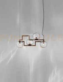 Globose sospensione 4 cristallo texture 1 bronzo opaco 4 luci attac...