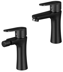 Set miscelatori lavabo e bidet nero opaco serie Lizzy in ottone
