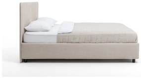 Letto matrimoniale imbottito beige con contenitore, materasso e rete inclusi 160x200 cm Myra Slim Line – Bonami Selection