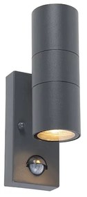 Lampada da parete per esterni antracite con sensore di movimento 2 luci IP44 - Duo