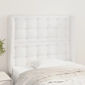 Testiera Ad Orecchio Bianca 83x23x118/128 Cm İn Similpelle /