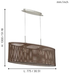 Eglo 96201 - Lampadario SENDERO 2xE27/60W/230V