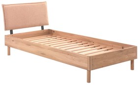 Letto singolo di colore naturale in rovere massiccio con rete inclusa 90x200 cm Forrest – Vipack