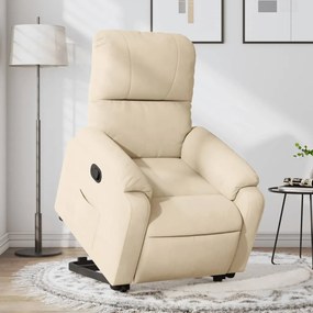 Poltrona alzapersona reclinabile crema in tessuto microfibra
