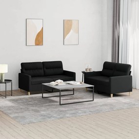 Set Di Divani 2 Pz Con Cuscini Nero İn Tessuto /