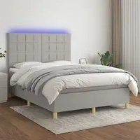 Letto a Molle Materasso e LED Grigio Chiaro 140x190 cm Tessuto 3135429