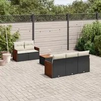 Set Divano da Giardino 6 pz con Cuscini Nero in Polyrattan 3259865