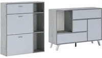 Set ingresso, sala da pranzo, credenza, cemento e porte e cassetti bianco - buffet - scarpiera