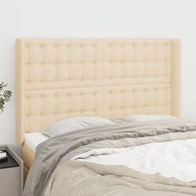 Testiera Ad Orecchio Crema 147x16x118/128 Cm İn Tessuto /