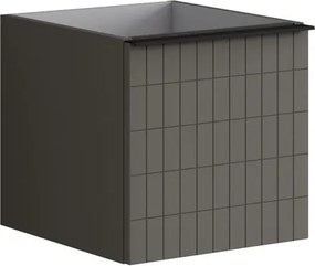 Cassettiera Pixel con 2 cassetti (1 interno) frontale Grid laccato opaco grigio carbone e maniglia alluminio nero opaco L.40 H.40 P.45,5 cm.