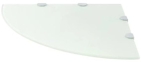 Scaffale angolare con supporti cromati vetro bianco 45x45 cm