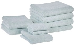 Set di 9 asciugamani cotone verde menta MITIARO Beliani