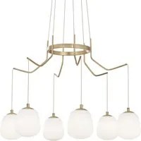 Sospensione Contemporanea Karousel Metallo Ottone 6 Luci G9 3W 3000K Luce Calda