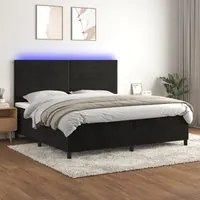 Letto a Molle con Materasso e LED Nero 200x200 cm in Velluto 3136205