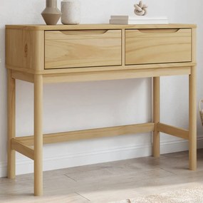 Tavolo Consolle Floro 89,5x36,5x73 Cm Marrone Cera Legno Pino /