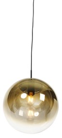 Lampada a sospensione Art Déco nera con vetro dorato 33 cm - Pallon