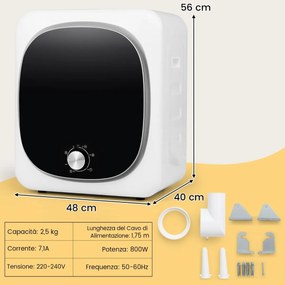 Costway Asciugatrice portatile con 5 modalità di asciugatura tamburo in acciaio inox, Asciugatrice elettrica a carico frontale