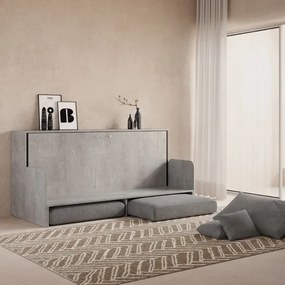 Letto singolo a scomparsa orizzontale DIBE Sofŕ Cemento 200x103xh97 cm