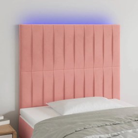 Testiera A Led Rosa 100x5x118/128 Cm İn Velluto /