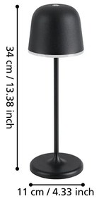 Lampada Esterno Moderna Mannera Alluminio Nero Policarbonato Bianco Led