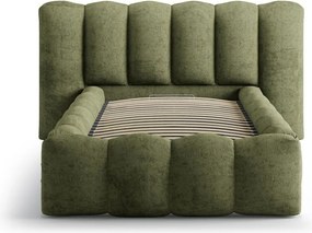 Letto singolo imbottito verde con contenitore con rete inclusa 90x200 cm Lupine – Micadoni