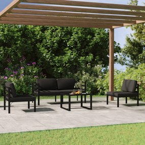 Set divani da giardino 5 pz con cuscini in alluminio antracite