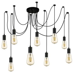 Squiggle 9lt pendant - metallo nero e cavi