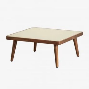 Tavolino Marilia in cemento e legno di acacia Tapioca Beige & 70 x 70 - Sklum