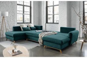 Divano letto a U turchese, angolo sinistro Scandic Lagom - Miuform