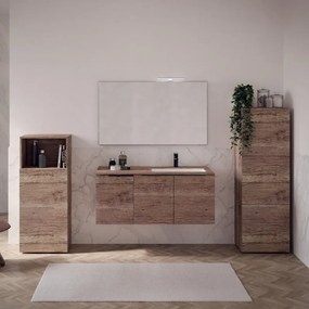 Mobile bagno sospeso con lavabo L 120 x H 83 x P 51 cm rovere sable, 2 ante per vasca a destra Solid