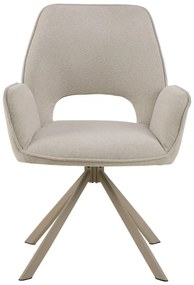 Sedia da pranzo beige in imbottito con braccioli Graham – Actona