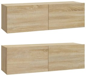 Set di mobili porta tv 4 pz rovere sonoma in legno multistrato