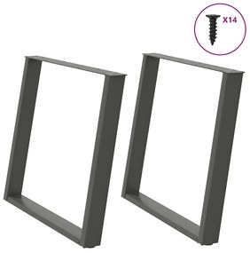 Gambe Tavolo Pranzo A U 2 Pz Antracite 100x(72-73)cm İn Acciaio /