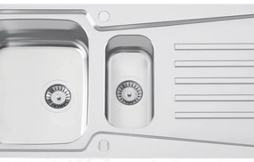 Lavello semincasso 2 vasche con gocciolatoio laterale destro o sinistro RODI Evolution 100 inox L 49 x L 99 x P 20 cm argento