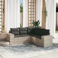 Set Divano da Giardino 5pz con Cuscini Grigio Chiaro Polyrattan 3222551