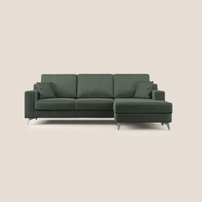 Michael divano moderno angolare con penisola in morbido velluto impermeabile T01 verde Angolare Destro