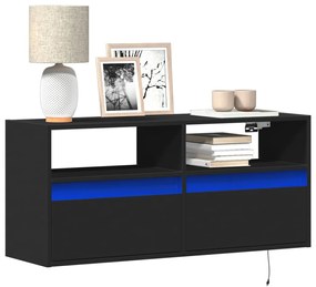 Mobile Tv A Parete Con Luci Led Nero 100x31x45 Cm /