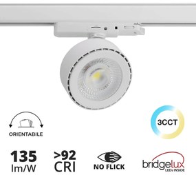 Faro LED 36W Slim per Binario Trifase Orientabile 60° Bianco CCT Bianco Variabile Colore Bianco Variabile CCT