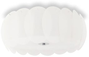 Plafoniera Moderna Ovalino Vetro Bianco 8 Luci E27