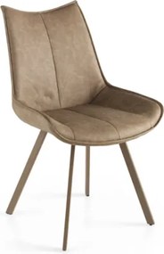 Sedia da pranzo in ecopelle con seduta e gambe Tortora CLODIA Set 2 pz