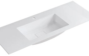 Lavabo a incasso rettangolare vasca centrale L 120.5 x H 15 x P 46 cm in resina bianco opaco