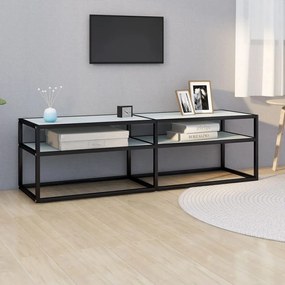 Mobile Porta Tv Marmo Bianco 140x40x40,5 Cm İn Vetro Temperato /
