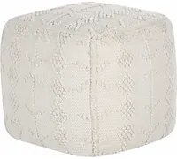 Pouf cotone bianco con motivo decorativo 40 x 40 cm stile boho soggiorno camera da letto